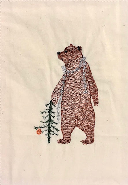 Coral & Tusk - Bear with Tinsel Embroidered Card